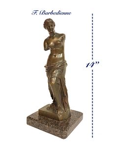 19th C Patinated Bronze Venus De Milo By F. Barbedienne