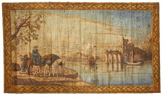 A Continental painted canvas panel, 19th C.