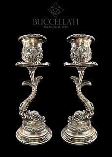 A Pair of Mario Buccellati Sterling Silver Candlesticks