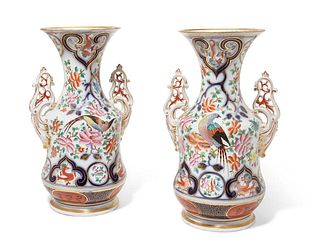 A PAIR OF JAPANESE PATTERN PORCELAIN VASES, 19th C.