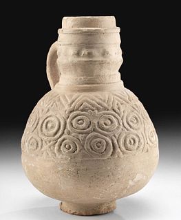 12th C. Islamic Ghurid Pottery Pitcher w/ Circles