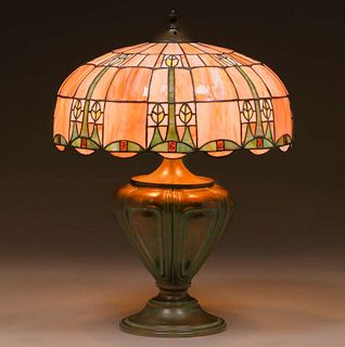 Arts & Crafts Leaded Glass Lamp c1910