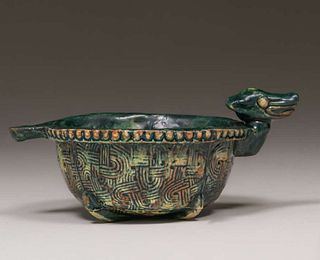 Moravian Pottery Dragon Bowl c1920s