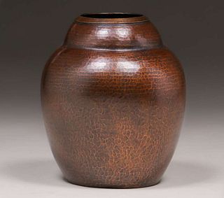 Dirk van Erp Hammered Copper & Brass Vase c1915-1925