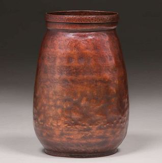 Dirk van Erp Hammered Copper Warty Vase c1920s