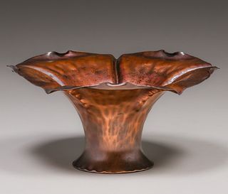 Craftsman Studios Hammered Copper Flared Bowl c1930s