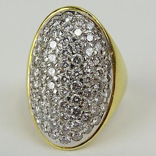 Ladies 18 Karat Yellow Gold Pave Set Diamond Mounted Ring.