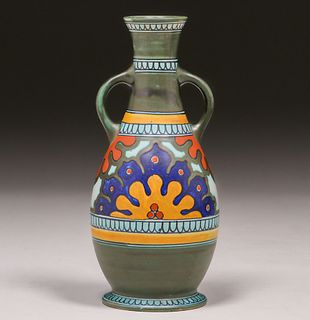 Gouda Pottery Two-Handled Vase