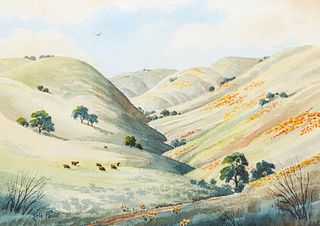 Eric Parfit Watercolor Rolling California Hills