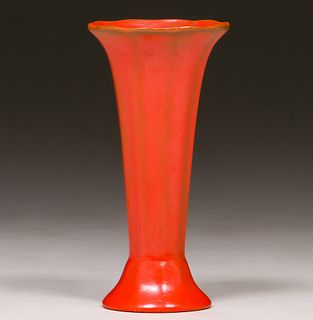 Tudor Pottery - Los Angeles Orange Flared Vase c1930s