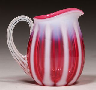 Wide Stripe Cranberry Opalescent Creamer c1880s
