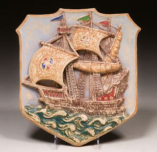 Large Los Angeles Spanish Revival 3D Galleon Ship Tile