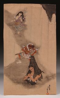 Antique Japanese Watercolor Drawing