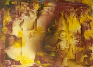 Joseph Wolins American New York (1915-1999) Oil on Canvas "Future Presentation in the Temple"