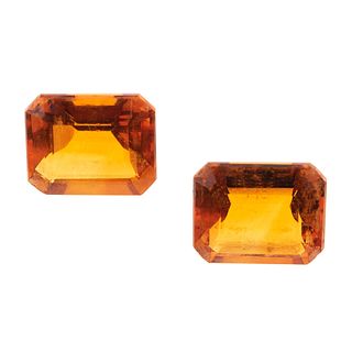 GRANATES SIN MONTAR  2 Granates anaranjados corte octagonal ~4.70 ct