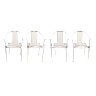 Lote de 4 sillas. Reproducción de la silla Mi Ming de Philippe Starck y Eugeni Quitllet para xO Design.  SXXI. Elaboradas en acrílico.