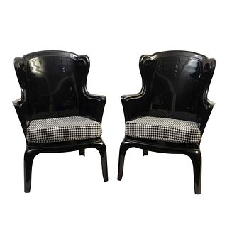 Par de sillones. Reproducción del sillón "Pasha 660.3" de Marco Pocci y Claudio Dondoli para Pedrali. Elaborados en acrílico negro.