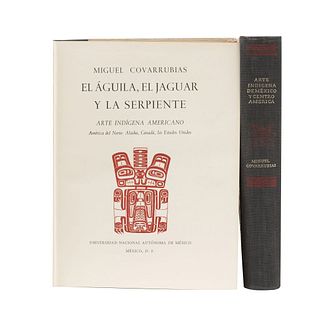Covarrubias, Miguel. a) Arte Indígena de México y Centroamérica. b) El Águila, el Jaguar y la Serpiente. Piezas: 2.