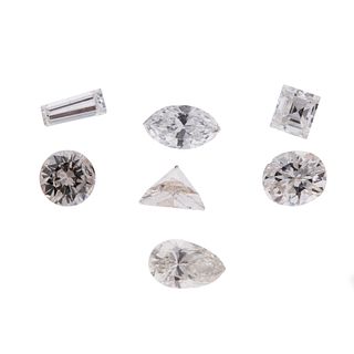 DIAMANTES SIN MONTAR  7 Diamantes corte pera, marquise, brillante, baguette, princess, oval y triangular ~0.54 ct Difere...