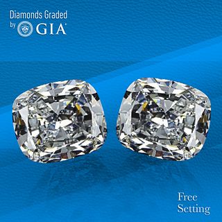 4.07 carat diamond pair Cushion cut Diamond GIA Graded 1) 2.02 ct, Color F, VVS2 2) 2.05 ct, Color F, VVS2. Unmounted. Appraised Value: $110,500 