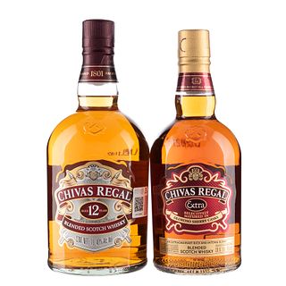 Chivas Regal. Extra y 12 años. Blended. Scotch Whisky. Piezas: 2. Presentaciones: una de 750 ml. y una de 1 lt...