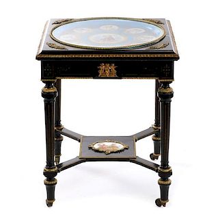 Napoleon III Table w/ Sevres Style Charger, 19th C