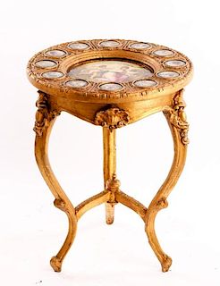 Petite Sevres Style Porcelain Giltwood Table
