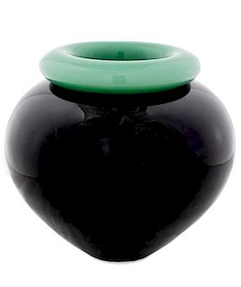 Black Amethyst Glass Vase w/Cased Glass Insert