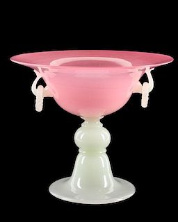 Steuben Rosaline and Alabaster Glass Compote, 2942