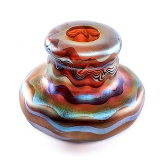 L. C. Tiffany King Tut Pattern Art Glass Bud Vase