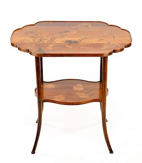 Emile Galle Two-Tiered Marquetry Inlaid Table