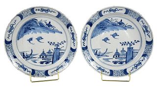 Two Blue and White Delftware Plates