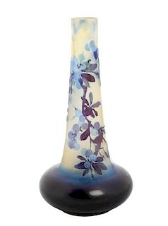 Galle 'Prunelles' Cameo Art Glass Stick Vase