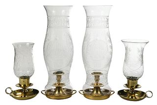 Emperor Pedro II Glass and Brass Chambersticks