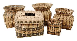 Five Agnes Welch Cherokee Baskets