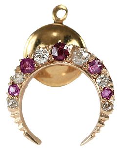 14kt. Diamond and Ruby Pin