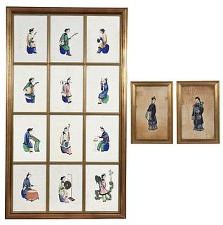 Three Framed Chinese Export Pith Paintings