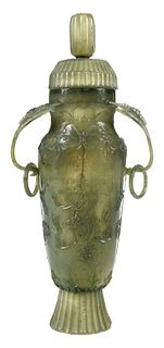 Mughal Style Carved Jade Chrysanthemum Vase