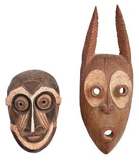 Two African Carved and Paint Decorated Masks