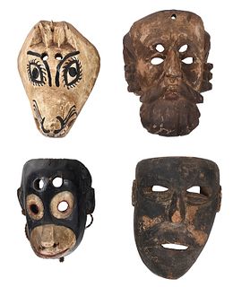 Four Carved Wood Dance Masks