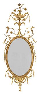 Fine Adam Carved Giltwood Oval Mirror