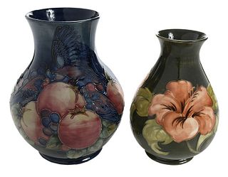 Two Moorcroft Floral and Fruit Decorated Vases