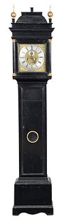 Early Georgian Ebonized Brass Dial Clock