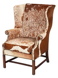 Chippendale Style Cowhide Upholstered Easy Chair