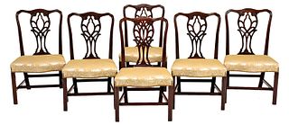 Set Six George III Carved Mahogany Dining Chairs