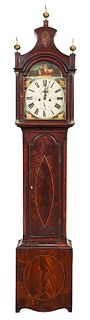 George III Inlaid Mahogany Tall Case Clock