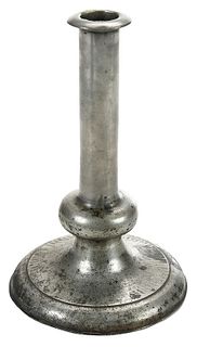 An English Ball Knop Pewter Candlestick