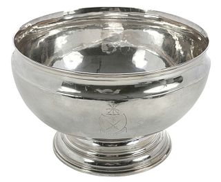 George II English Silver Footed Punch Bowl