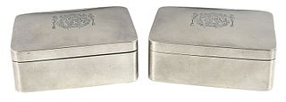 Pair of George III English Silver Lidded Boxes