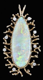 14kt. Opal and Diamond Pendant 